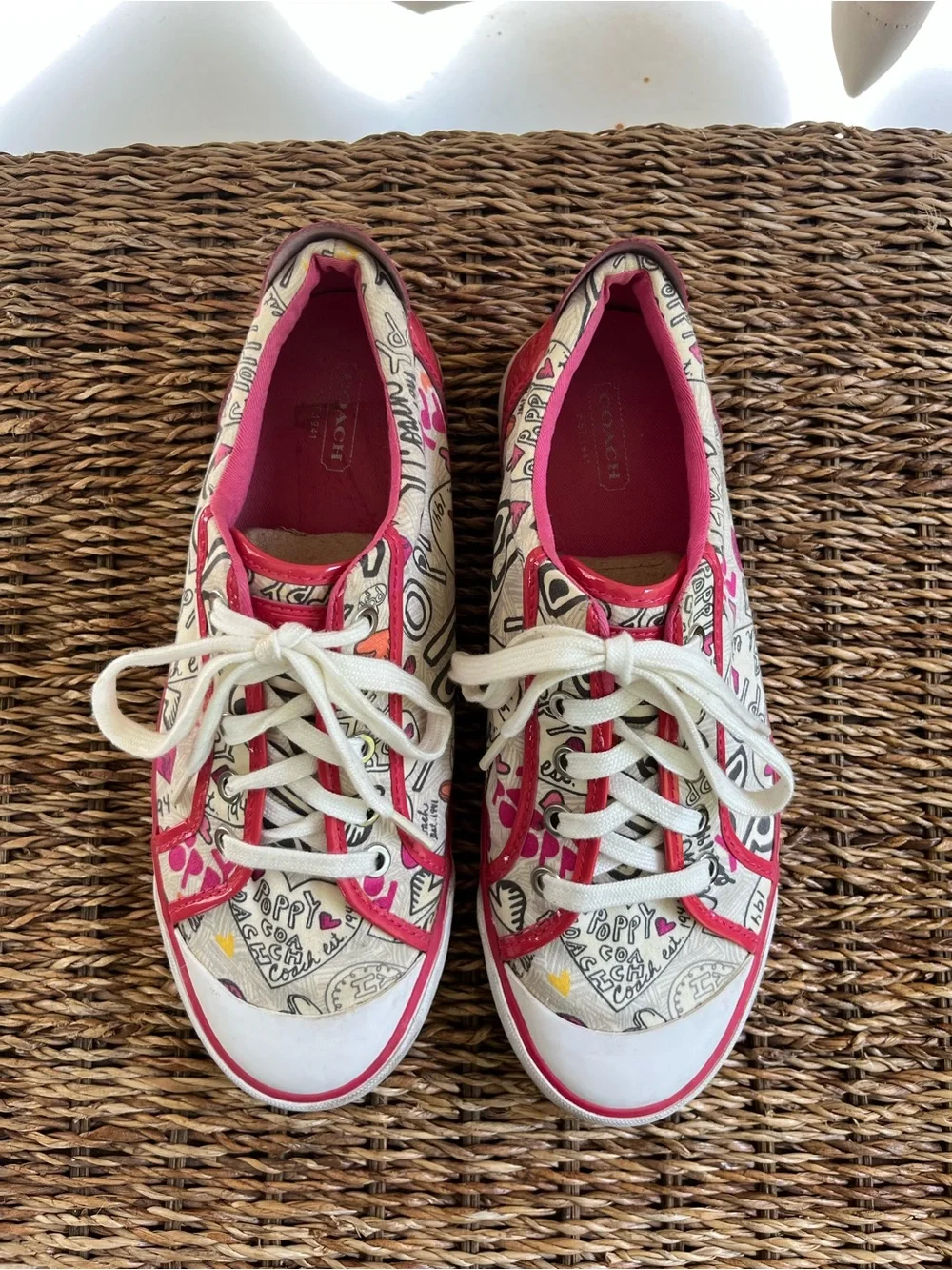 🌺 Women’s Y2K Coach Barrett ‘Poppy Grafitti Heart’ Sneakers